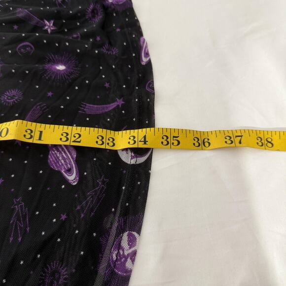 Hot Topic Dress Goth Medium Black Purple Mesh Celestial Space Sun Moon Stars - Picture 7 of 7